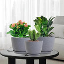 Flower Pots 9/8/7.5inch, Set of 3 Modern Decorative Plastic Planters with Drainage Holes and Saucers for Garden House Plants, Plant Pots for Indoor Outdoor Plants, Speckled Grey by CozyNest Decor