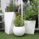 13.5 H x 17" Dia (12" Pot Opening) Round Fiberstone Planter with Drainage Hole, White, Indoor/Outdoor Large Plant Pot for Home Patio Garden, Ideal for Large Plants by GreenHaven Gardens