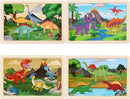 Wooden Puzzles Dinosaur Toys for Kids Ages 3-5, Set of 4 Packs with 20-Piece Wood Jigsaw Puzzles, Preschool Educational Brain Teaser Boards for Boys and Girls 3 4 5 6 Years Old by TinyTreasures Baby Boutique