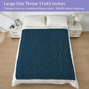 Bigacogo Chunky Knit Throw Blanket for Couch, 51x63 inches, 100% Hand Knitted with Thick Jumbo Chenille Yarn, Cozy Soft Large Rope Knot Cable Crochet Blankets for Sofa Bed Living Room, Deep Sea Blue by CozyNest Decor