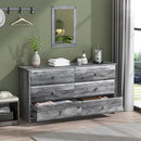 VINGLI Gray Dresser 6 Drawer, 54" Long Dresser for Bedroom, Wood Chest of Drawers with Textured Drawer Fronts, Rustic Grey Dressers Chest, 14.5" D x 53.9" W x 29.1" H by TinyTreasures Baby Boutique