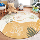 Lahome Boho Round Area Rug 4Ft - Washable Non-Slip Kitchen Rug, Bedroom Carpet, Ultra-Thin Soft Cute Nursery Kids Room Rug, Botanical Print for Dorm Bathroom Classroom Entryway by TinyTreasures Baby Boutique