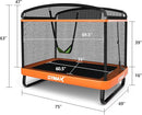 GYMAX Trampoline for Kids, 6FT Toddler Trampoline with Swing & Enclosure Safety Net, ASTM Approved Rectangle Recreational Trampoline for Indoor/Outdoor, Birthday for Baby Boys & Girls by TinyTreasures Baby Boutique