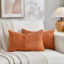 Fancy Homi 2 Packs Orange Long Lumbar Decorative Throw Pillow Covers 12x24 Inch for Couch Bed Sofa, Rustic Farmhouse Boho Home Decor, Soft Striped Corduroy Rectangle Accent Cushion Case 30x60 cm by CozyNest Decor