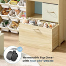 Toy Storage Organizer for Kids, 9-Bin Toy Organizer with 2-Drawers,Movable Toy Chest and Top Rack, Multifunctional Kids Bookshelf and Toy Storage for Living Room, Playroom, Nursery, White by CozyNest Decor