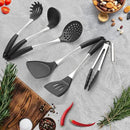 Premium Black Silicone Cooking Utensils Set - Non-Toxic, Heat Resistant& Non-Stick Kitchen Utensils Set with Spatula, Spoon, Whisk, Tongs, BPA Free, Dishwasher Safe, Black by CozyNest Decor