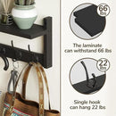 AMBIRD 34.2" Extra Long Wooden Wall Hook Rack with Shelf - Versatile and Decorative Wall-Mounted Storage with 10 Hooks for Coats, Hats, Keys, Scarves - Ideal for Entryways, Bedrooms, Closets (Black) by CozyNest Decor