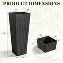 JUMMICO Set of 2 Resin Rattan Tall Planters for Outdoor Plants, Large Tapered Planters with Drainage Holes&Inner Trays, Flower Pots for Garden, Patio, Porch, Backyard (Black, 32'') by CozyNest Decor