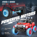 Hikole 24V Kids Electric Car with Remote Control - 4WD/2WD Switchable Two Seater Ride on Cars with 4x200W Powerful Engines, LED Lights, Spring Suspension, Ride on Toys for Kids Ages 4-8, Red by TinyTreasures Baby Boutique
