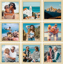 Vittanly 8x8 Picture Frames Set of 9, Shatter Resistant Plexiglass, Display 4x4 Pictures with Mat or 8x8 without Mat, Photo Frames for Wall Mount, Engineered Wood, OAK by CozyNest Decor