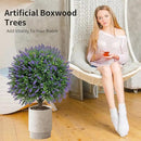 Artificial Lavender Topiany Ball Trees Set of 2,17” Resistant Fake Evergreen Shrubs with Ground SpilRealistic Outdoor Indoor Plants for Garden Porch Maintenance-Free Potted by GreenHaven Gardens