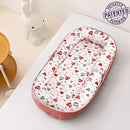 Baby Lounger, Foldable Infant Nest Pillow with Soft Memory Foam Mat, Cover with Adorable Pattern, Converts to Backpack for Easy Travel, 0-12 Months, Pink by TinyTreasures Baby Boutique