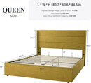 Allewie Queen Size Lift Up Storage Bed, Modern Wingback Headboard, Hydraulic Support, No Box Spring Needed, Olive Yellow by CozyNest Decor