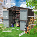 Domi Backyard Storage Shed 8.2’ x 6.2’ with Galvanized Steel Frame,Outdoor Garden Shed Metal Utility Tool Storage Room with Latches and Lockable Door for Balcony Lawn Poolside (Dark Brown) by GreenHaven Gardens