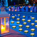 Liliful 36 Pcs Diwali Lotus Decoration Floating Lights Lotus Artificial Floating Flowers for Pool with LED Lights Battery Operated for Indian Puja Ganesh chaturthi Diwali(3.94 Inch,White) by GreenHaven Gardens