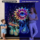 ADDWel Blacklight Sunflower Tapestry, Hippie Eye Tapestry Glow In The Dark, UV Reactive Black Light Upright Posters Wall Hanging for Bedroom Dorm Living Room Backdrop Decor by CozyNest Decor