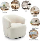 Swivel Accent Chair, Sherpa Teddy Barrel Chair for Living Room, Cozy Round Boucle Arm Chair, Metal Base for Club Nursery Bedroom, Beige Cream White by CozyNest Decor