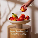KIVY Concrete Fruit Bowl for Kitchen Counter - Large Decorative Pedestal Bowl for Home Decor - Modern Key Bowl for Entryway Table - White by CozyNest Decor