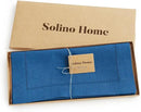 Solino Home Linen Indigo Blue Table Runner 132 Inches Long - 100% Pure Linen Extra Long Table Runner 14 x 132 Inch for Fall, Autumn - Classic Hemstitch by CozyNest Decor