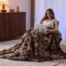 Lotus Karen Faux Fur Throw Blanket Tie-Dye Dark Coffee - Big Bubble Rabbit Fluff Blanket for Couch, Large Fluffy Fuzzy Cozy Blanket,Thick Furry Plush Shaggy Blankets,108x90 Inches by CozyNest Decor