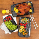 vicrays Ceramic Rectangle Serving Platters - 14" 12" 10" Porcelain Serving Trays Plates for Party BBQ Appetizers Sushi Dessert - Microwave Oven and Dishwasher Safe - Set of 3 Bright Black by CozyNest Decor