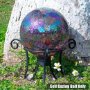 VCUTEKA Gazing Ball, Iridescent Crackled Glass Mosaic Gazing Balls Sphere for Garden Lawn Outdoor Ornament Yard Decorative, 10-Inch, Purple by CozyNest Decor