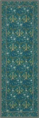 Joydeco Washable 2x6 Rug Runners for Hallways Non Slip, Boho Floral Bathroom Rug Runner, Soft Botanical Forest Indoor Floor Throw Carpet for Kitchen Laundry Room Entryway, Dark Blue by TinyTreasures Baby Boutique