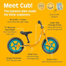 Retrospec Cub Toddler 12" Balance Bike, 18 Months - 3 Years Old, No Pedal Beginner Kids Bicycle for Girls & Boys, Flat-Free Tires, Adjustable Seat, & Durable Frame by TinyTreasures Baby Boutique