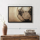 Elephant Stock Worn Soccer Ball Wall Art - Horizontal Framed Canvas - 1-Piece Living Room Wall Decor - Photography sports Canvas Print - Brown and Gray Decor for Wall - 19" X 13" by CozyNest Decor
