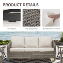 73.6" PE Wicker Rattan Outdoor Furniture Set - 3 Seat Sofa