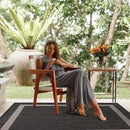 CAMILSON Outdoor Rug 10x14, Large Modern Outside Rugs for Patios Porches Waterproof Durable Washable Non-Shedding, Easy-to-Clean Indoor Outdoor Area Carpet (10 x 14, Bordered - Dark Gray/Light Gray) by CozyNest Decor