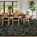 9x12 Black Vintage Floral Area Rug,Washable Large Boho Living Room Rugs,Botanical Print Non-Slip Stain Resistant Lightweight Carpet for Bedroom Dining Room Nursery by TinyTreasures Baby Boutique