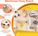 Wooden Busy Board for Toddlers, Montessori Sensory Toys for 1 2 3 4 Year Old, Autism Sensory Toys for Kids Boys Girls, Fine Motor Skills Travel Toys by TinyTreasures Baby Boutique