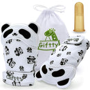 Giftty Panda Teether Mitt - Baby Teething Glove - BPA-Free Silicone - Black and White - 1 Pair + 1 Toothbrush by TinyTreasures Baby Boutique