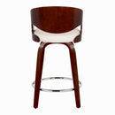 Pino - Mid Century Modern Fixed Height Barstool With Swivel With Round Footrest (Set of 2) by HouseOfZazla