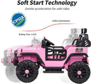 2 Seater Ride on Toy Car for Kids, 24V 4WD Ride-on Truck Kids Electric Car with Remote Control, 4x200W Motors - Light Pink by TinyTreasures Baby Boutique