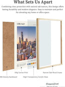 HesenDot Natural OAK Wood Chicago Cityscape Framed Wall Art,12x16in City Skyline Canvas Wall Print,Modern Urban Landmark Wall Decor for Living Room,Bedroom,Office Gallery Gifts Set of 1 by CozyNest Decor