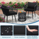 Kromax 3 Pieces Patio Rattan Bistro Conversation Set, Outdoor All-Weather Wicker Furniture Chairs and Side Table Set Ideal for Balcony, Porch and Backyard, Black by CozyNest Decor