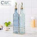 COOK WITH COLOR Glass Olive Oil Bottle Dispenser - 2 Pack- 17oz Oil and Vinegar Cruet - Olive Oil Carafe Decanter for Kitchen by CozyNest Decor