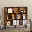 LEYAOYAO 10 Cube Bookshelf,3 Tier Modern Wide Bookcase with Legs,Mid-Century Wood Bookshelves Storage，Brown Large Book Case,Freestanding Organizer Display Shelf for Bedroom,Living Room,Office by CozyNest Decor