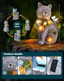 Solar Garden Statues Outdoor Decor, 6 LED Cat Flowers Butterfly Figurine Lights, Waterproof for Balcony Patio Porch Lawn Yard Ornament Art - Gift Ideas for Housewarming Gardening Grandma Women by CozyNest Decor