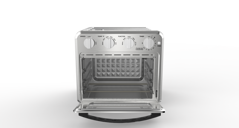 Geek Chef Air Fryer Toaster Oven Combo, 4 Slice Toaster Convection Air Fryer Oven Warm, Broil, Toast, Bake, Air Fry, Oil-Free, Accessories Included, Stainless Steel, Silver (16QT Air Fryer Oven)