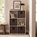UBBCARE 2 Pack Wicker Basket, 10.5×10.5 Storage Cubes with Label, Foldable Cube Storage Bin with Handle, Square Storage Basket for Shelves, Woven Paper Rope Basket for Organizing, Brown by GreenHaven Gardens