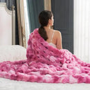 Cozy Bliss Faux Fur Throw Blanket for Couch, Fuzzy Soft Plush Thick Bubble Blanket for Sofa Bedroom Living Room, 50 * 60 Inches Tie Dye Pink by CozyNest Decor