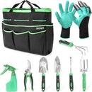 Garden Tool Set with Bag and Gloves, Heavy Duty Stainless Steel Gardening Tool Set, Ideal Gardening for Women and Men, Set of 9 by GreenHaven Gardens