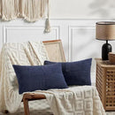 Fancy Homi 2 Packs Navy Blue Lumbar Decorative Throw Pillow Covers 16x32 Inch for Living Room Couch, Rustic Farmhouse Boho Home Decor, Soft Striped Corduroy Rectangle Accent Cushion Case 40x80 cm by CozyNest Decor