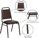 EMMA + OLIVER Trapezoidal Back Vinyl Stackable Banquet Chair, Multipurpose Stacking Chair with Padded Seat and Back, Brown/Copper by GreenHaven Gardens