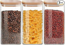 Square Glass Jars Canister with Wood Lid 50 FL OZ [Set of 3], Container Jar with Sealing, Lids for Oat Pasta Flour Cereal Rice Sugar Tea Coffee Beans, Best for Kitchen & Pantry by CozyNest Decor