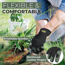 HANDLANDY Leather Work Gloves for Men & Women, Reinforced Durable Garden Gloves, Cowhide Working Glove for Gardening by GreenHaven Gardens