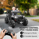 ANPABO 24V 4X4 Ride on Car Truck w/Remote Control, 4WD/2WD Switchable Kids UTV, 19" Spacious Seat, 4 Shock Absorbers, Soft Start, Music Player, Electric Car for Kids Ages 3+(Black by TinyTreasures Baby Boutique